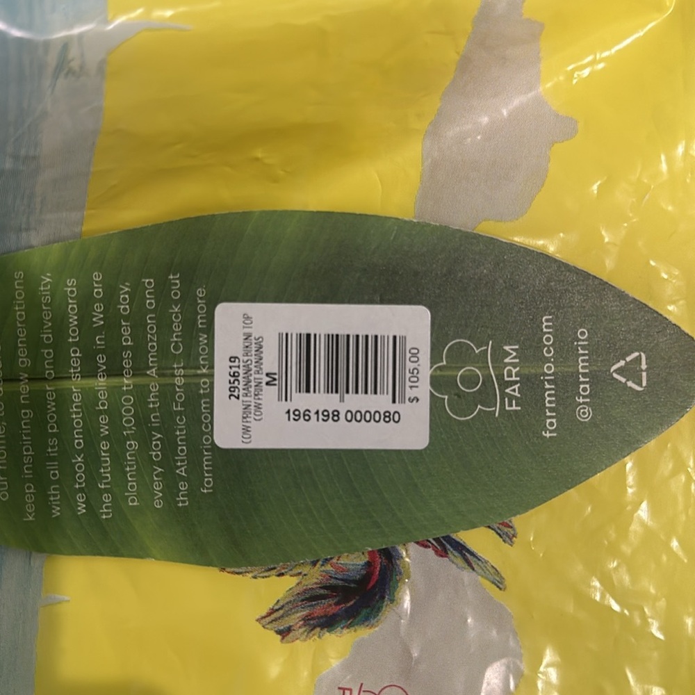 FARM Rio Cow Print Bananas Bikini Top NWT - Picture 4 of 5
